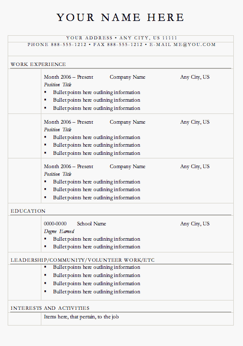 resume templates free resume templates free